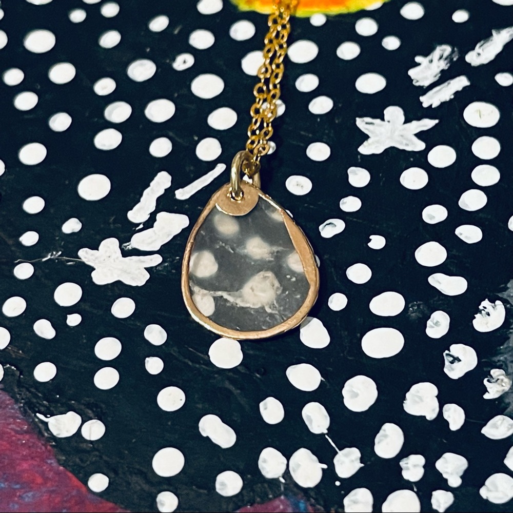 New 14k Gold S925 Silver Natural Mother Of Pearl Shell Water Droplet Necklace - Picture 12 of 15